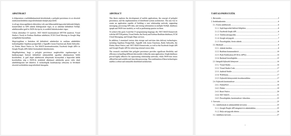 Abstract and Table of Contents from My Thesis